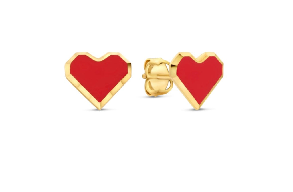 Ohrstecker Herz Rot 585 Gold