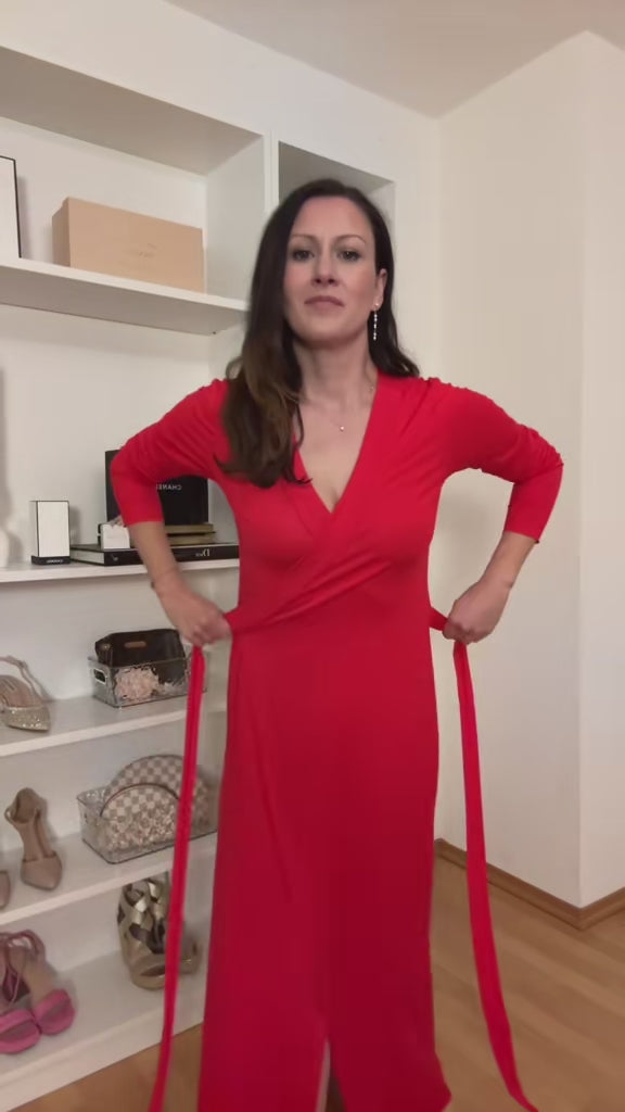 Langes rotes Wickelkleid – Signature Piece | Sonia Dorée